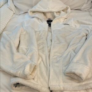 North Face women’s White Fleece Hooded Jacket